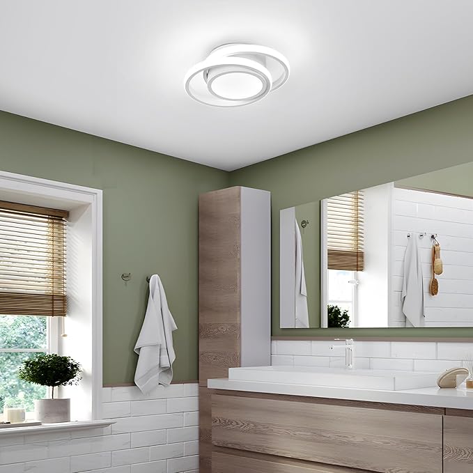 CANEOE 2 Packs Small Modern LED Ceiling Light,2 Rings Creative Design Ceiling Lamp Indoor Hallway Ceiling Lighting Fixtures for Hallway Living Room Bedroom Kitchen Office (White)
