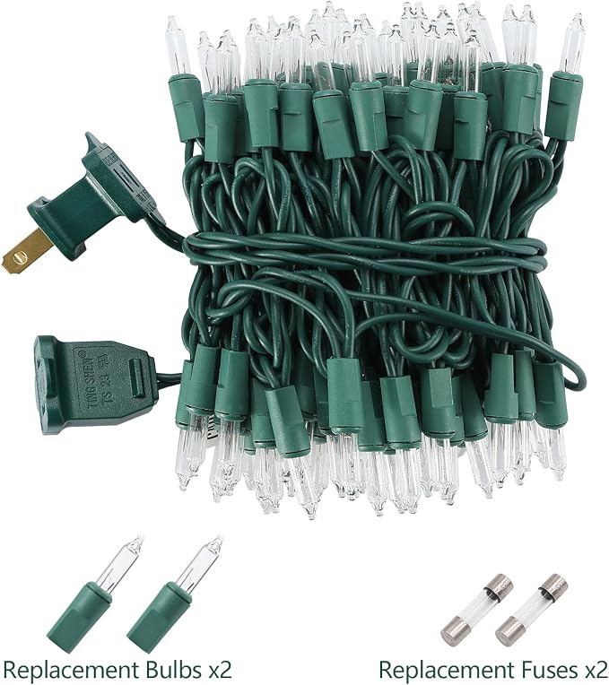 TIGOMOOV 100 Count Mini Warm White Christmas String Lights - 120V Plug-in End to End Connectable Incandescent Xmas Lights, 21FT Green Wire UL Certified Christmas Tree Lights for Indoor Outdoor Decor