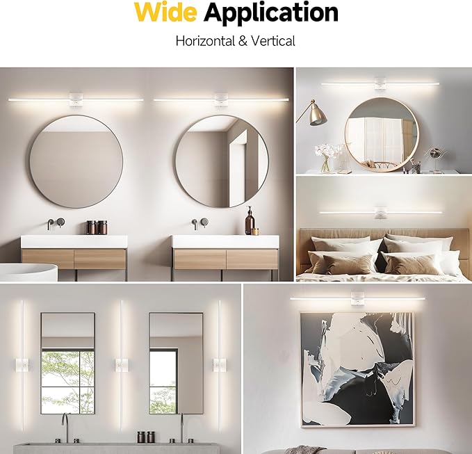 Vanity Lights 48 inch, 4-Level Brightness Built-in Dimmer, 28W Dimmable 5CCT Bathroom Light Fixtures Over Mirror, Baked Matte Grey Vanity Lights for Bathroom Mirror Cabinets Bedroom-FCC ETL