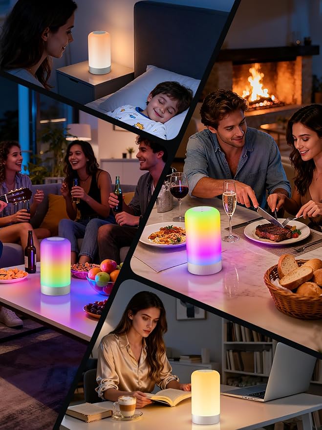 OIYN RGBICWW Smart Table Lamps, Touch Bedside Small Table Lamp, LED Desk Lamp with 30+ Scenes & 16M Colors, App & Touch Control, Color Changing Lamp for Bedroom Living Room Dimmable Night Light, Black