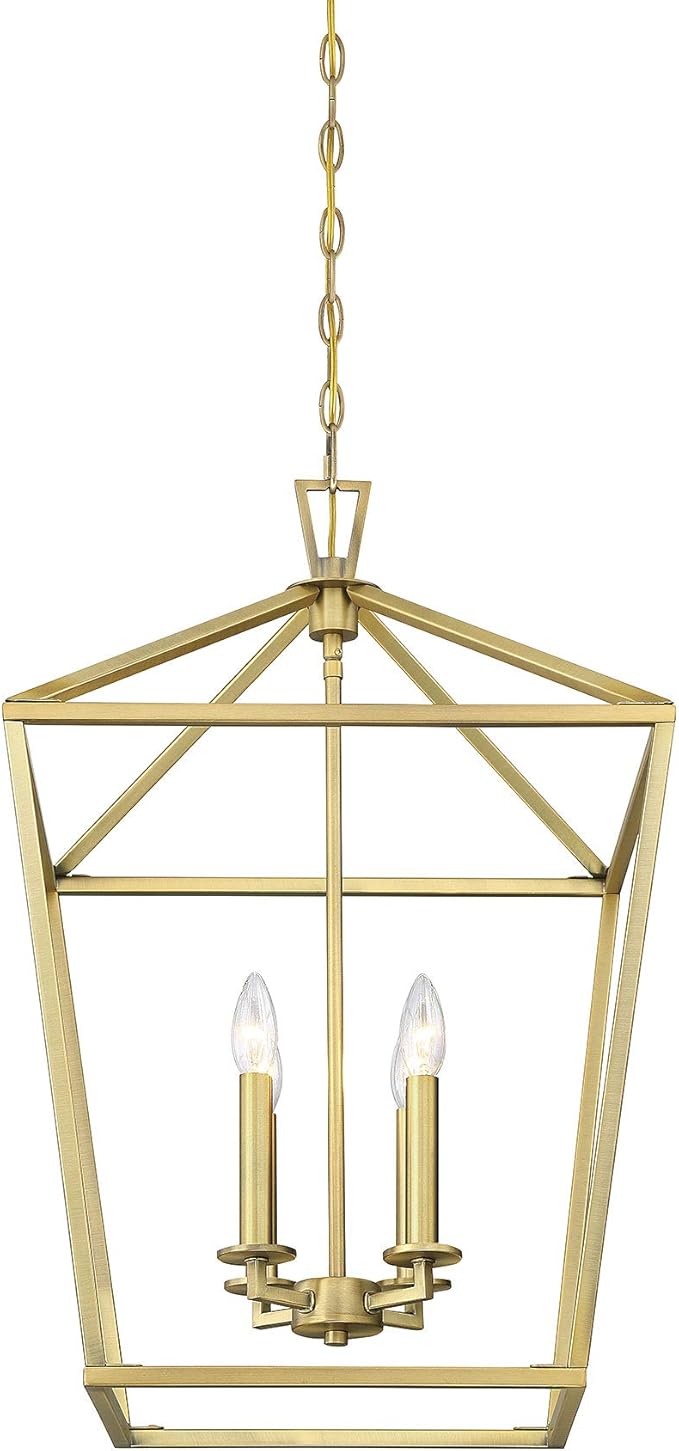 Savoy House 1-321-4-322 Townsend Traditional Open Frame Pendant Light Fixture, 4-Light 240 Total Watts, 26" H x 17" W, Warm Brass