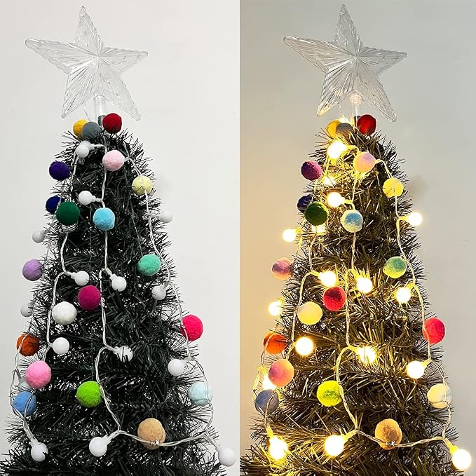 ChiRee Indoor Pom Poms Fairy Lights - 6.56 Feet, 20 LED, Battery Operated, Warm White Globe Lights for Home, Bedroom, Kids Playhouse, Holiday, Christmas