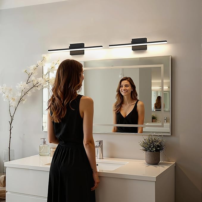 L LOHAS LED 23.7-Inch Bathroom Vanity Light Bar Over Mirror, 180° Rotatable Black Modern Bathroom Light Fixtures, 3CCT Adjustable LED Vanity Lights for Living Room Wall