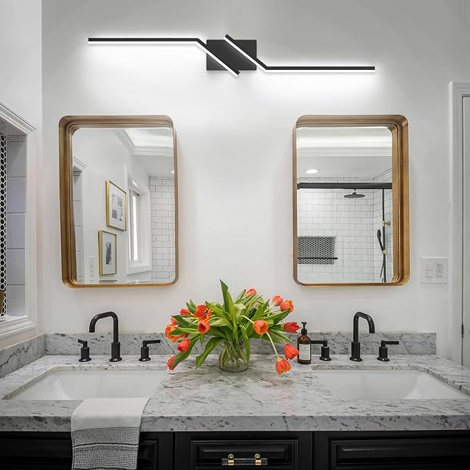 ZUZITO 40 inch Black Bathroom Vanity Light Modern Vanity Lighting Dimmable LED Lights for Bathroom 6000K Cool White