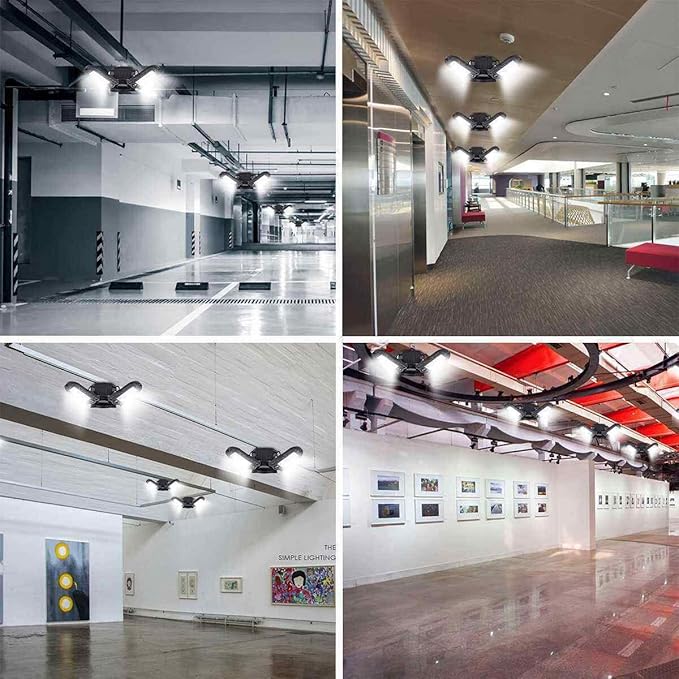 LED Garage Light - 6000 Lumen 6500K Daylight 60W, Three Leaf Led Garage Ceiling Lights