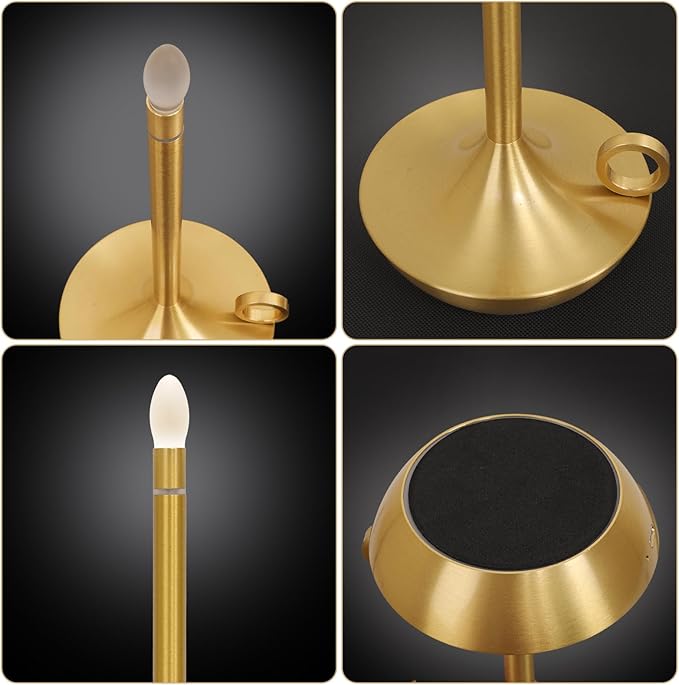 Small Gold Table Lamp, Cordless Portable LED Lamp, Rechargeable Battery Table Lamps,Stepless Dimming Table Lamps for Dining Room, Bedroom, Bedside, Night Light, Balcony , Outdoor,Coffee,Bar ( (gold)