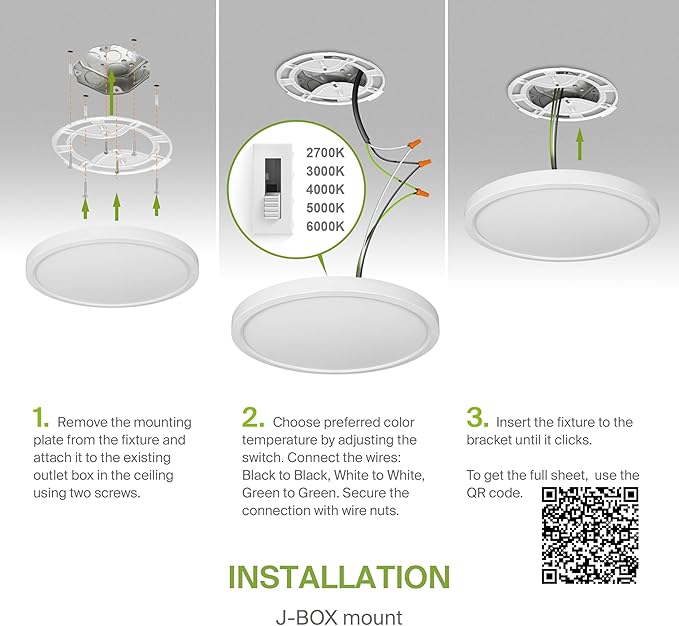 ASD LED 12" Round Flush Mount Ceiling Light Fixture, Low Profile Surface Lighting | 5CCT, Dimmable, Ultra-Thin, ETL Listed | 24W 2000LM 2700-6000K 100-277V | Kitchen, Hallway Lamp | White, 4 Pack