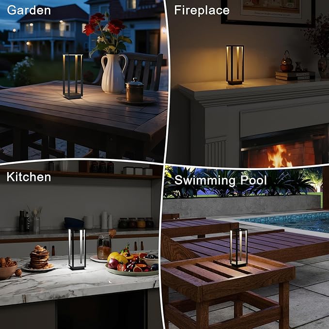 Cordless Table Lamp Rechargeable, IP55 Waterproof, 60h Runtime Protable Outdoor Table Lamps, 3 Color Stepless Dimming Battery Powered Table Lamp for Dinner/Restaurant/Bedroom/Cafe