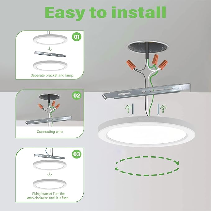 Flush Mount Ceiling Light Fixture - ETL Certified -11 Inch Dimmable 5000K Daylight White LED, 0.63'' Ultra Thin Round Design for Bedroom, Bathroom, Kitchen, Hallway, Basement, Closet (9-Pack)