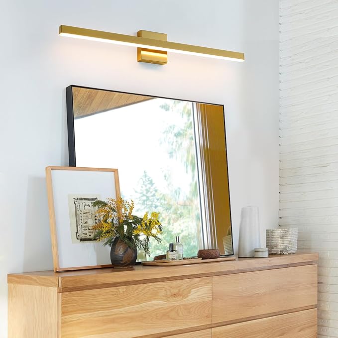 KAISITE Modern Vanity Light Gold Bathroom Light Fixture Over Mirror 32 inch Vanity Lighting Fixture Dimmable 5CCT LED Bar Vanity Light for Bathroom Restroom
