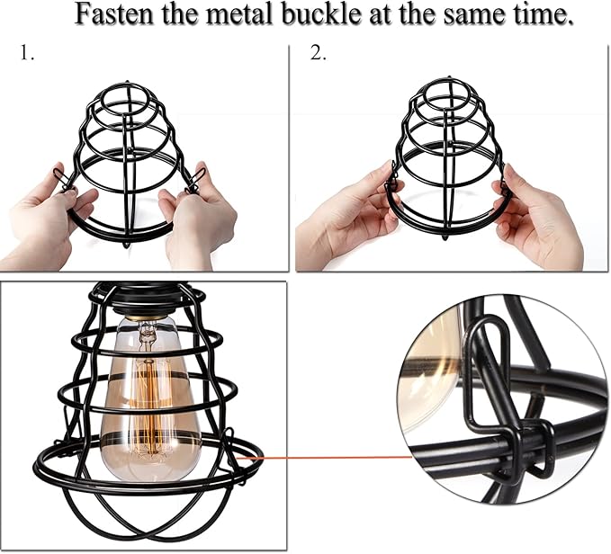 Industrial Light Cage Replacement 4 Pack, DIY Vintage Style Metal Light Shade for Pendant Light Wall Lamp, Edison Lamp Guard, Industrial Lamp Cage, Wall Light Guard