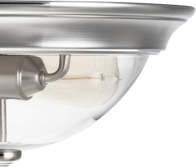 Prominence Home 13 Inch Elegant Flush Mount Indoor Ceiling Light, Clear Glass Lighting Fixture for Bedroom or Living Room, Madalyn, 51380-31, Nickel