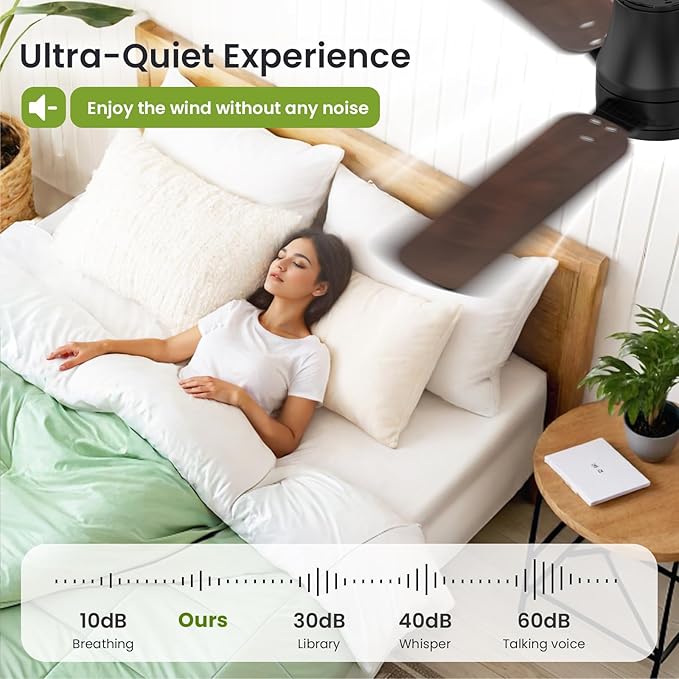 OSTIVE Ceiling Fans with Lights and Remote: 52 Inch Modern Ceiling Fan, Low Profile Flush Mount, Quiet Reversible DC Motor & 3CCT Dimmable LED for Bedroom Living Room Kitchen Indoor Home (Black)