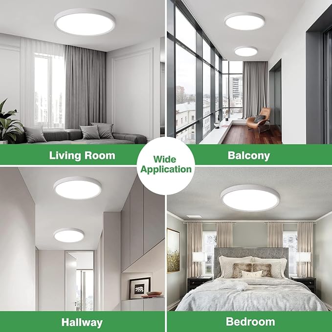 8PK 9 Inch LED Flush Mount Ceiling Light, 18W, 1860LM, 3000K/4000K/6000K CCT Selectable, Round Flat Panel Low Profile Ceiling Light Fixtures for Hallway, Kitchen, Bedroom, Laundry Room