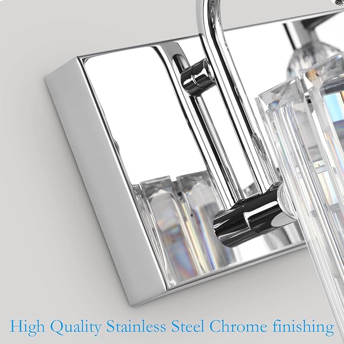 Ralbay Modern Crystal Vanity Light for Bathroom 4 Light 31.5''Chrome Bathroom Wall Lighting Fixtures Over Mirror