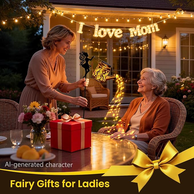 X-PREK Solar Lights Outdoor Waterproof, Fairy Solar Garden Lights Outdoor Decoration, Hummingbird Solar Watering Can Light Gardening Gifts for Mom Grandma 4 Packs