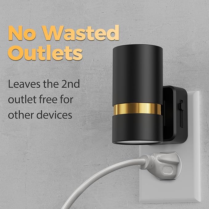 DORESshop LED Night Lights Plug into Wall, 2 Pack, Black Cylinder Wall Sconce Dimmable Night Light Plug in, Slide Brightness Adjustable with Dusk to Dawn Sensor, 3000K Warm White for Bedroom, Hallway