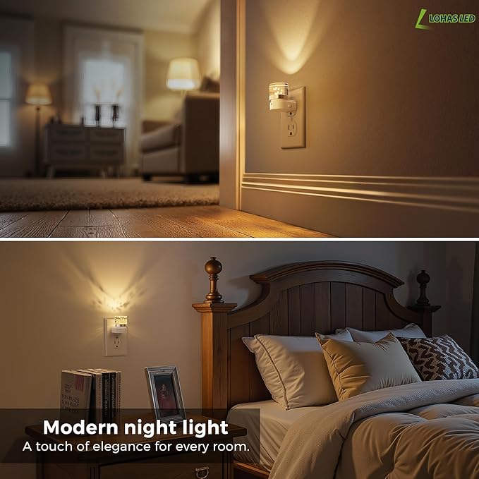 L LOHAS LED Night Light, Night Lights Plug into Wall, 3000K Soft Light LED NightLights, Built in Dusk to Dawn Sensor Bubble Wall Light for Hallway, Bathroom, Rooms