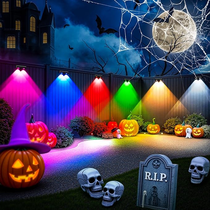 SOLPEX Solar Fence Lights Outdoor, 9 Fixed Colors & Color Changing Fence Solar Lights Outdoor Waterproof IP65, LED Deck Lighting for Backyard Wall Step Patio Railing Pool Porch (16 Pack)