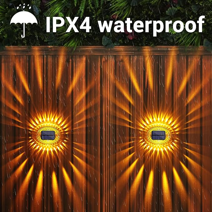 LYHOPE Solar Outdoor Lights, 6 Pack Solar Fence Lights IP65 Waterproof, LED Deck Light for Backyard Railing Patio Deck Fence Stair Railing Wall Outdoor Decorations(Warm White)