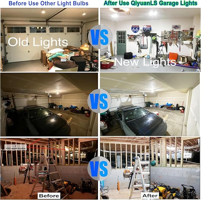 2Pack 160W Garage LED Light - 16000LM, 6+1 Multi-Position Panels, 6500K, Easy-Install, Workshop/Basement Bay Light