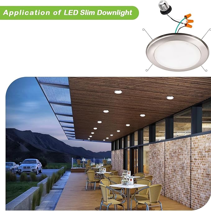 5/6 Inch Selectable CCT LED Disk Light Flush Mount, 3000K/4000K/5000K, Dimmable Recessed Retrofit Ceiling Light, CRI90, 1050lm, 15W, Installs Into Junction Box or Recessed Can, Brushed Nickel,12 Pack