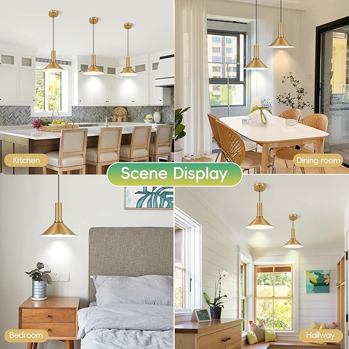 Battery Operated Pendant Lights 2 Pack,Rechargeable Pendant Light with Remote,Gold Pendant Light Fixtures for Kitchen island,Modern Industrial hanging Lights for Dining Room Hallway Entryway Bedroom