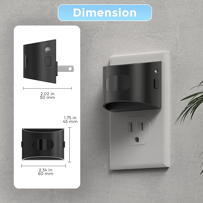 L LOHAS LED Night Light with Motion Sensor & Dusk to Dawn Sensor, Night Lights Plug into Wall with 30-100lm Adjustable Brightness, Dimmable Night Light for Bathroom, 5000K Daylight White, 2 Pack