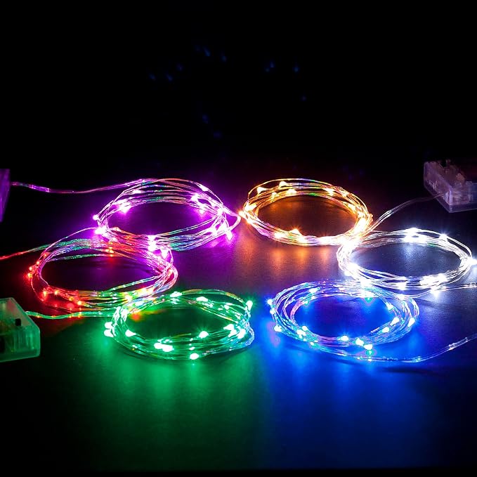 30 LED Wire Twinkle Fairy Lights, Battery Powered, Waterproof — Christmas, Holidays, Halloween, Wedding — Bedroom, Living Room — 9.5 Ft, Pink, Indoor & Outdoor