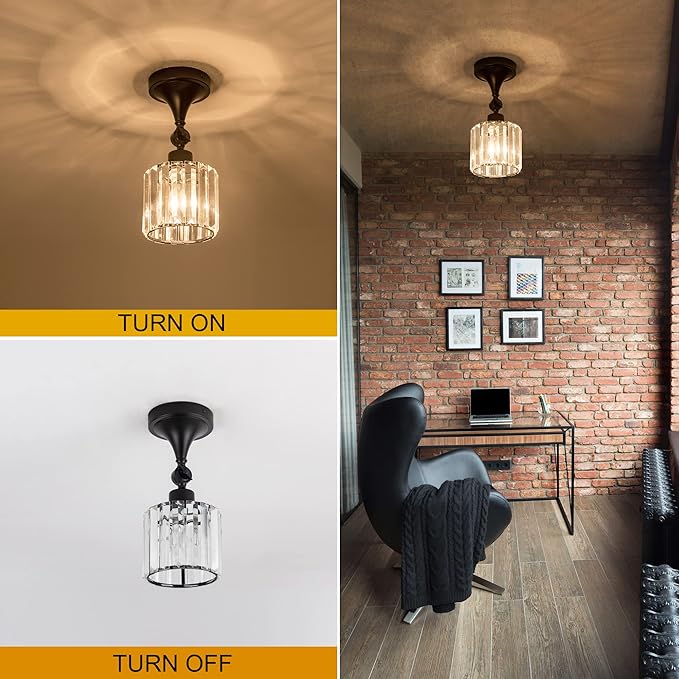 Flush Mount Ceiling Light Fixture Modern Black Entryway Light fixtures Farmhouse Lighting for Porch Hallway Kitchen Bedroom