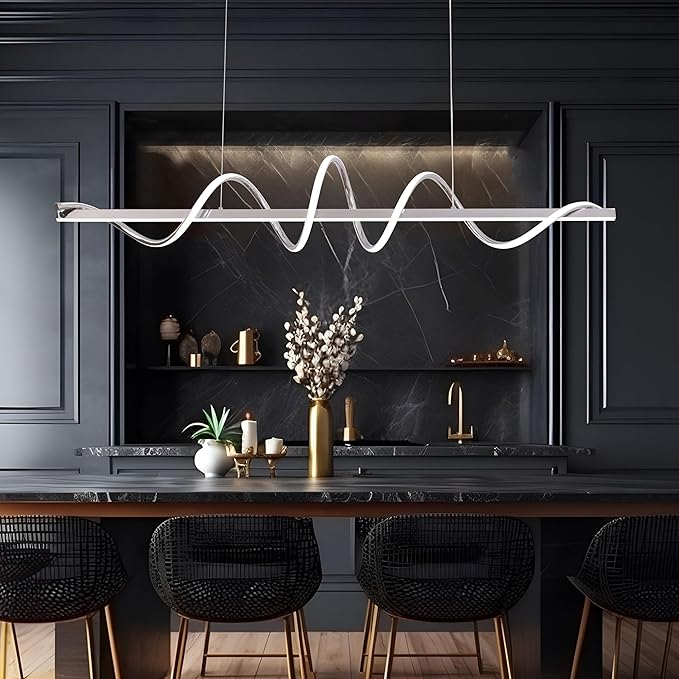 Modern LED Pendant Light Fixture,47.24inch Modern Chandelier Light Fixtures Dimmable with Remote 3000K-6500K Adjustable Color Temperature Brightness