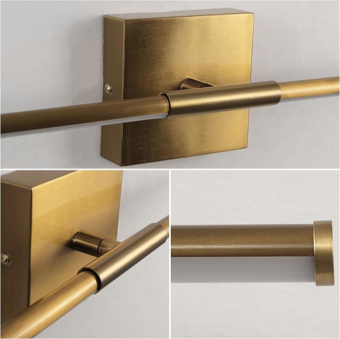JONATHAN Y 16.25" Brass Gold Modern Dimmable Integrated LED Wall Sconce, Minimalist Adjustable Metal Vanity Light for Bathroom Mirror, Bedroom, Hallway, 3000K, ETL Listed (JYL7039B)