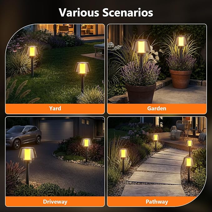 Viewsun 2 Pack Solar Table Lamps,2 Lighting Modes Solar Pathway Lights Outdoor with Waterproof Cordless for Lawn Patio Walkway Driveway Decor Landscape Indoor Bathroom Lighting