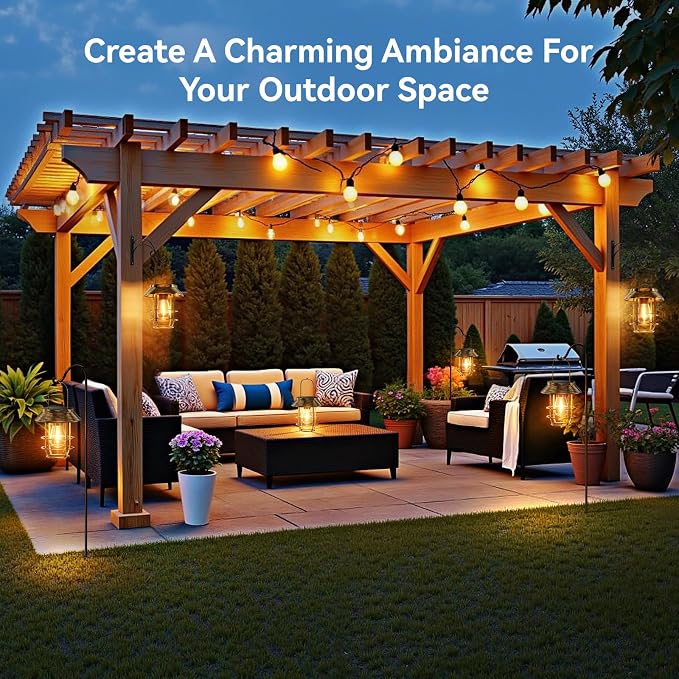 Ahaorigin Solar Lanterns Outdoor Waterproof, High Brightness Hanging Solar Lights for Outside with Wall Hooks, Retro Metal Outdoor Lanterns Auto On/Off for Porch, Patio, Yard Decor 4 Pack