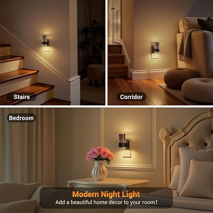 JandCase Night Lights Plug into Wall, Automatic LED Night Light with 0-100LM Dimmable, 3000K Plug in Night Lights with Auto Light Sensor, for Bathroom Hallway Decor