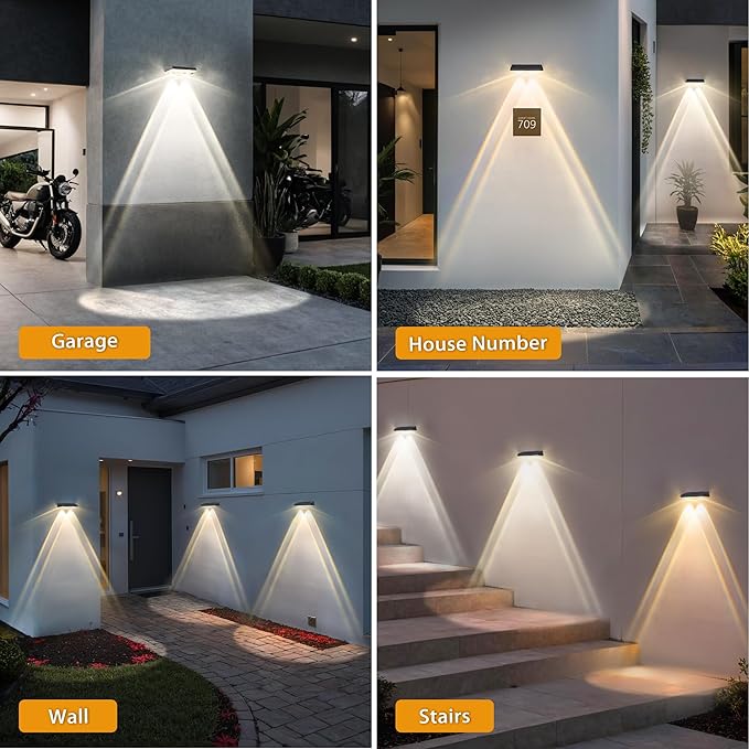 Solar Fence Lights Outdoor, 8 Pack Fence Lights Solar Powered, 3 Color Modes Warm/Natural/Cool White (3000K/4000K/6000K), IP67 Waterproof Dusk to Dawn Solar Lights for Fence, Backyard, Patio, Deck