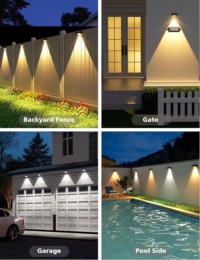 VOLISUN Solar Fence Lights with Remote Control, Fence Lights Solar Powered, IP65 Waterproof LED, RGB Color Changing Solar Light for Fence, Yard, Wall, Backyard (16 Pack,Black)