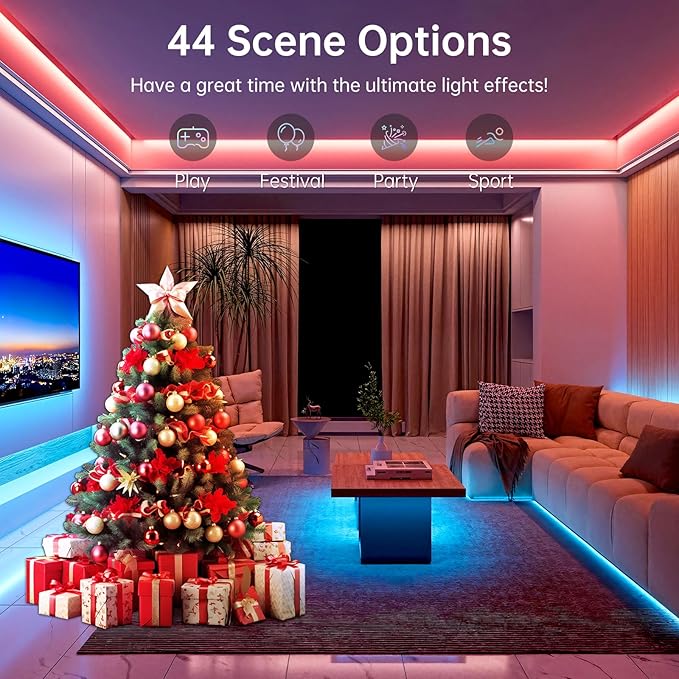 Led Lights for Bedroom 32.8ft Music Sync Color Changing Strip Lights with Remote and App Control RGBICWW Strip for Room Home Kitchen Party Stairs bar Decoration