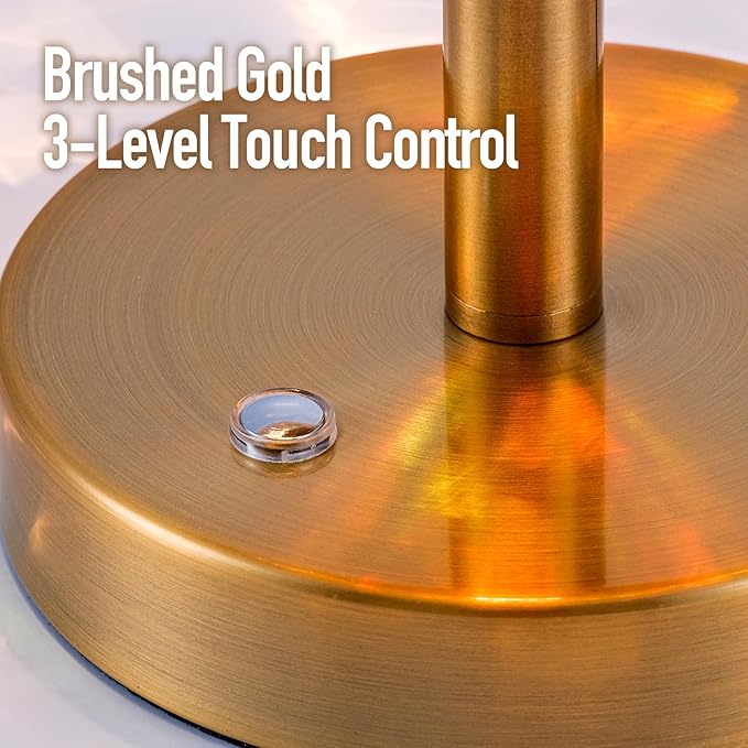 Touch Control Hammered Glass Table Lamp Brass Gold Portable Dimmable Brightness Small Nightstand Light 3-Way Stepless Dimming Bedside Bedroom Living Room (Stained Glass & Gold)