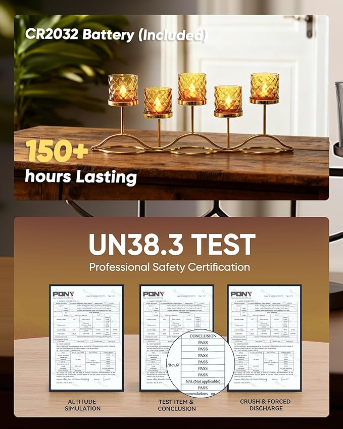Homemory 2" x 2" Acrylic Votive Candle Holders with Auto Timer Flameless Led Tealight, Battery Powered Fake Electric Candles for Wedding Centerpiece, Table, Christmas Decor (6Pack, Gold Base)