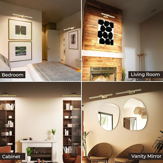 Wireless Picture Lights for Wall, Battery Operated Wall Light for Painting Rechargeable CCT Rotatable Art Gallery Light with Remote Dimmable Timer for Artwork Frame Display Dartboard