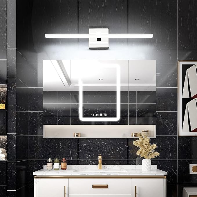 ZUZITO 24 inch Chrome Vanity Lights for Bathroom Modern Bathroom Light Fixtures Over Mirror 18W LED Vanity Lights 6000K Cool White