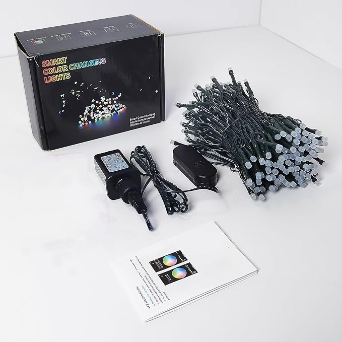 YOSION APP Control RGB LED Christmas Lights, Smart Fairy String Lights, Ideal for Xmas Tree, Wedding Garden, Home, Party, Halloween Festival Deco (100leds-33ft)