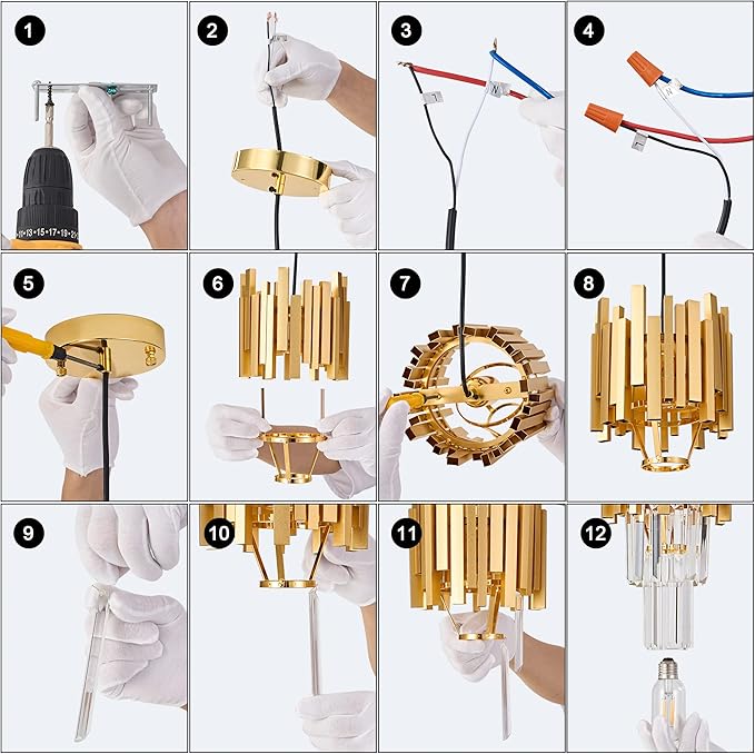 Gold Crystal Pendant Light 1-Light Mini Modern Luxury Crystal Pendant Light for Dining Room, Bedroom, Kitchen, Living Room