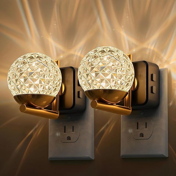 L LOHAS LED Night Lights Plug Into Wall 2 Pack,Dusk to Dawn Sensor,10-Color RGB Dimmable Night Light, 180°Rotating Plug in Night Light for Bathroom, Hallway, Bedroom, Stairway