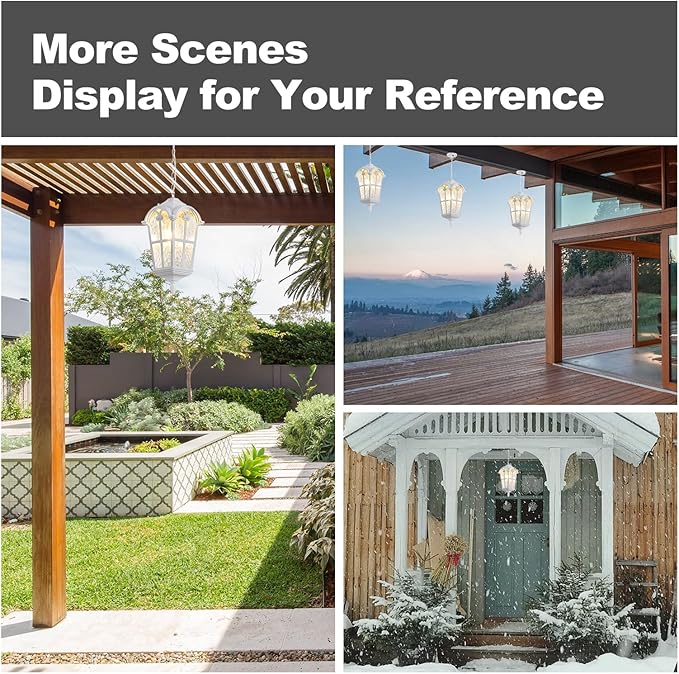 Dusk to Dawn Outdoor Pendant Light for Porch Patio Garden Yard, Anti-Rust Aluminium Exterior Hanging Light Fixtures, Outside White Hanging Ceiling Light, Height Adjustable Outdoor Pendant Lamp, 2 Pack