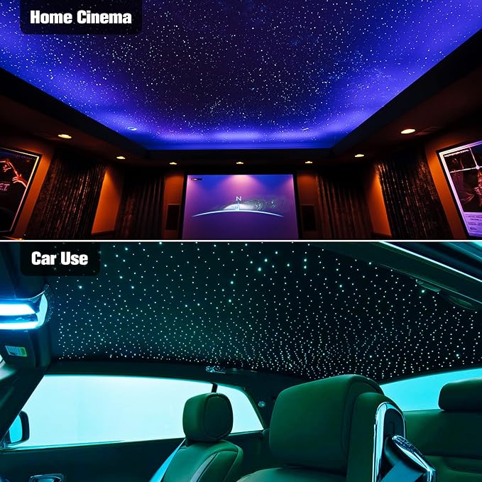CHINLY Twinkle 550pcs 9.8ft 0.03in Fiber Optic Lights Star Headliner Kit, Music Mode Bluetooth APP Control Remote, RGBW Star Roof Lights for Home Theater/Pool Ceiling