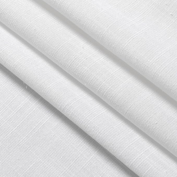 Nanspring White Kitchen Curtains 36 Inch Length 2 Panels Set Linen Blend Back Tab Privacy Light Filtering Cafe Curtain Modern Neutral Short Tier Curtains for Small Window Bathroom RV Camper 36x36