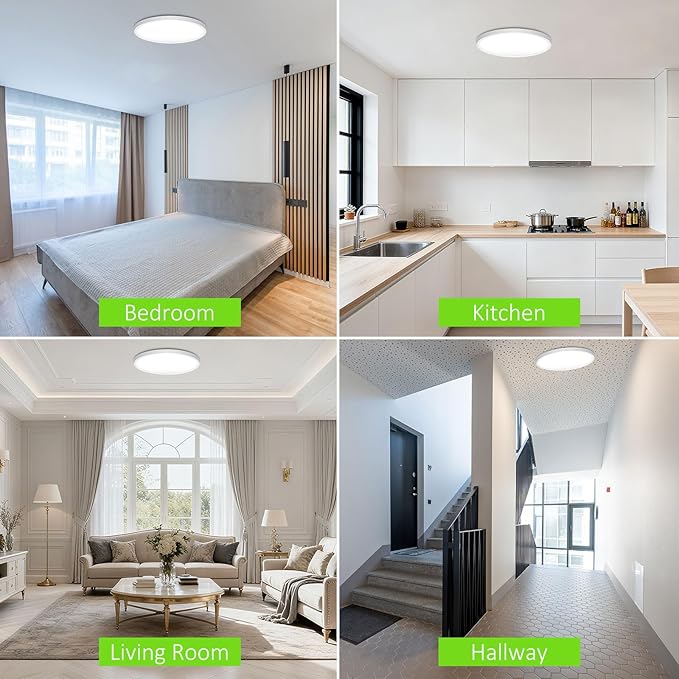 1 Pack LED Flush Mount Ceiling Light, 24W Ultra Thin Round White Lamp 3000K/4000K/6500K 3 Color Temperatures Adjusted Modern Ceiling Lights, Wired