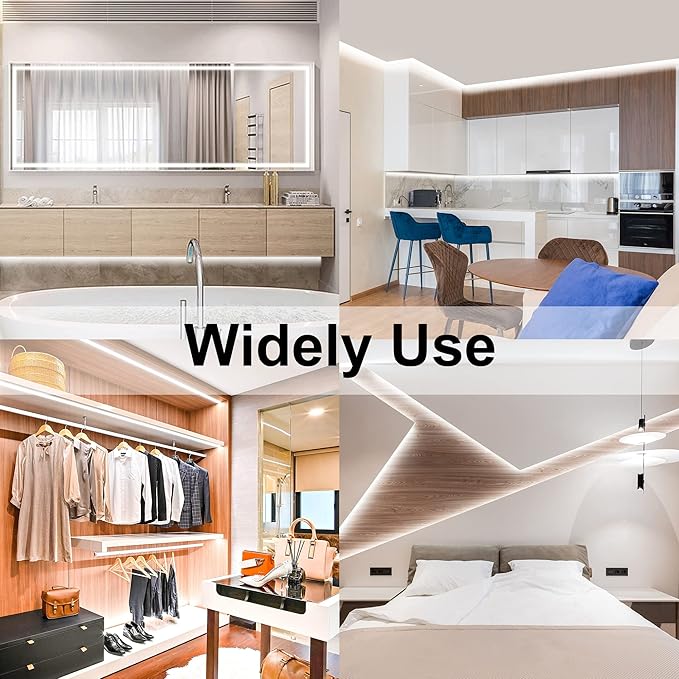 AXMOTUT 65.6ft White COB LED Strip Light, High Bright LED Strips with 320LEDs, RF Remote and UL Power Supply, 6000K Dimmable LED Lights for Bedroom, Kitchen, DIY Home Decoration, 2 Rolls of 32.8ft